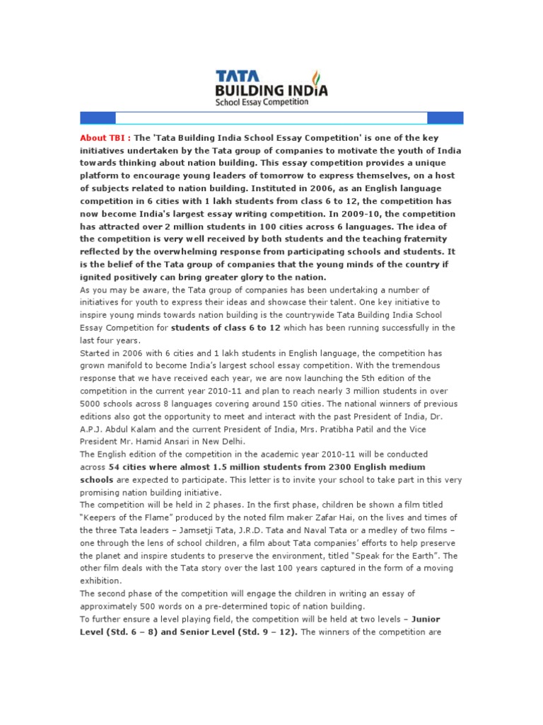 Tata nation building essay image