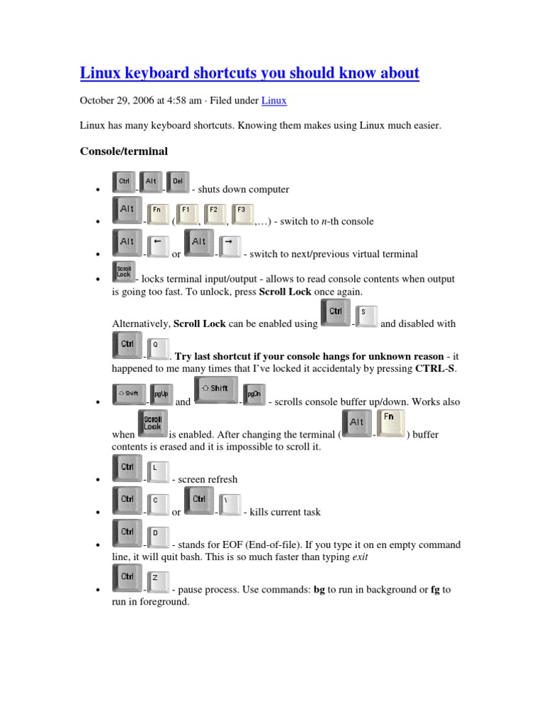 Linux Keyboard Shortcuts Command Line Interface Computer Keyboard Free 30day Trial Scribd