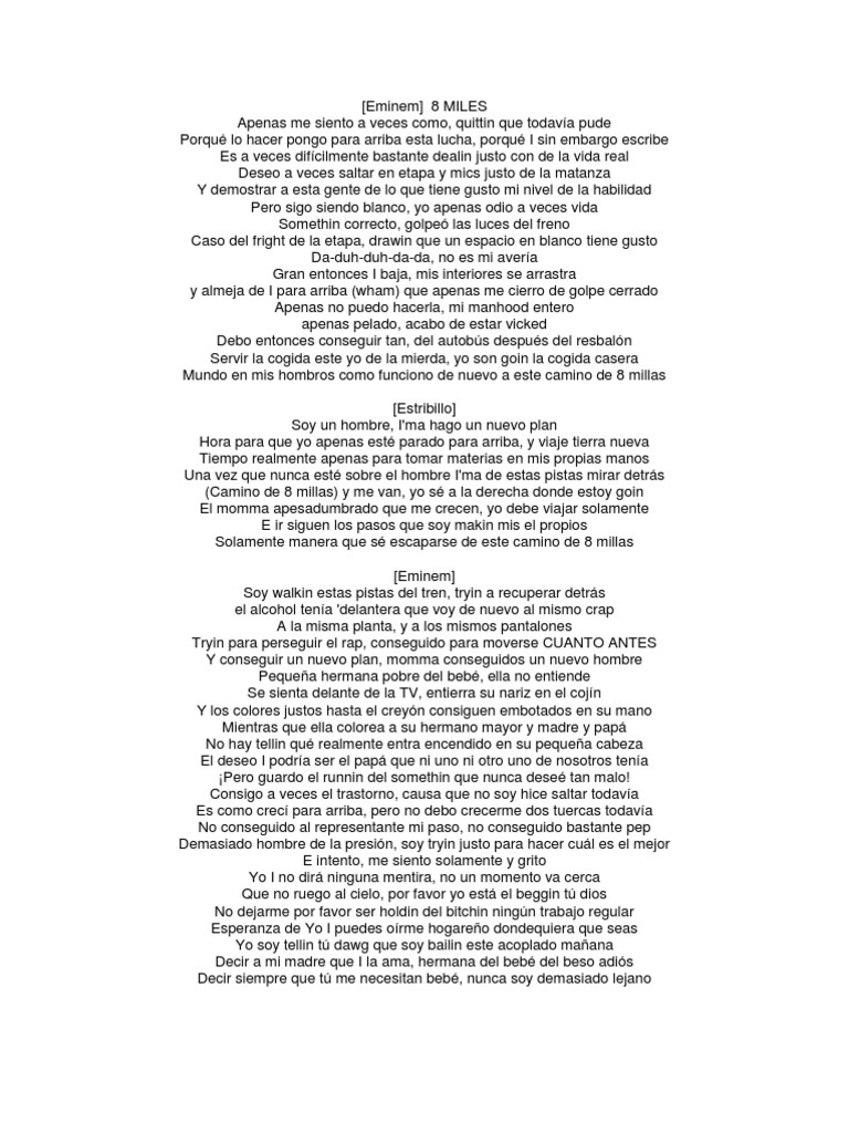 Eminem Letras | PDF | Ocio | Entretenimiento (general)