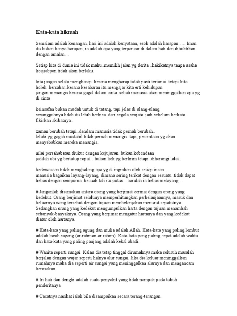 Kata Kata Hikmah Dan Hukama