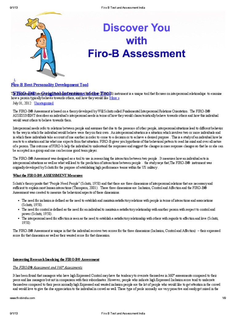 Firo B Test PDF Extraversion And Introversion Interpersonal