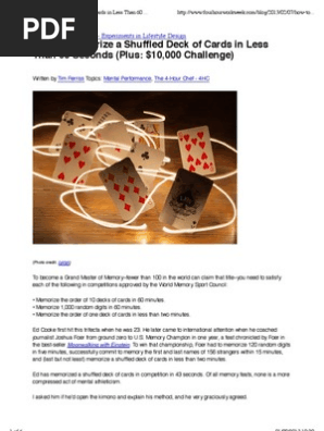 How to Memorize a Shuffled Deck of Cards in Less Than 60 Seconds (Plus: $10,000 Challenge)
