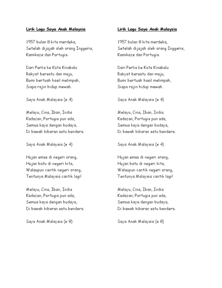 Lirik Lagu Saya Anak Malaysia - Seve Ballesteros Foundation