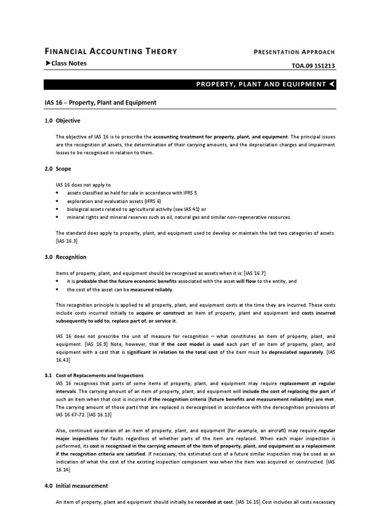 IAS 16: Property, Plant, and Equipment | PDF | Depreciation ...