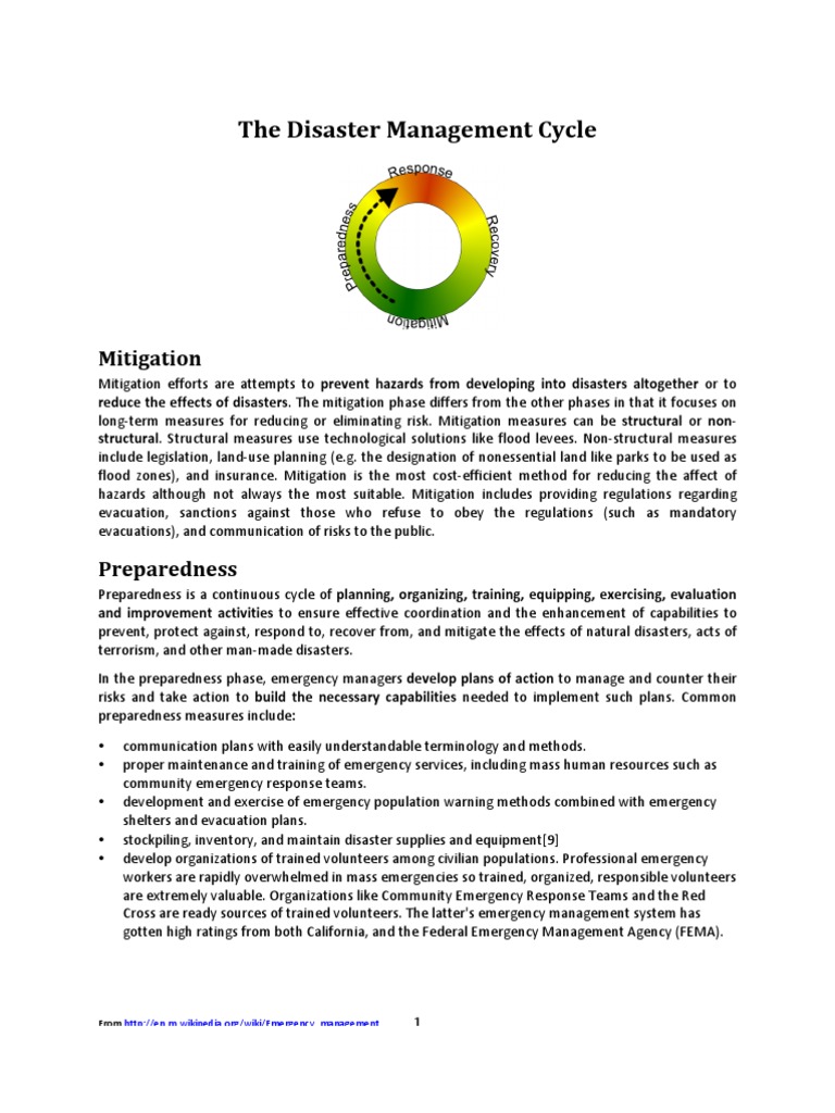 Disaster Management Cycle | PDF | Emergency Management | Accountability