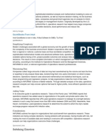 Operations Research Applies Sophisticated Statistical Analysis and Mathematical Modeling To Solve An Array of Business and Organizational Problems