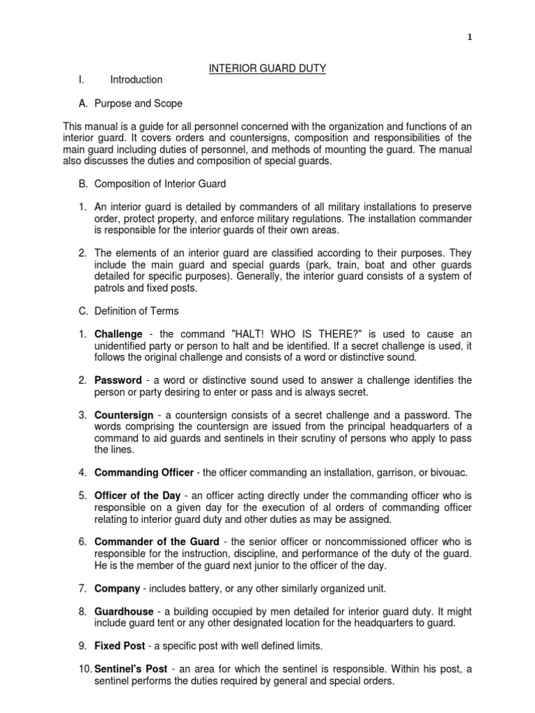 Interior Guard Duty Overview | PDF | Paragraph | Military