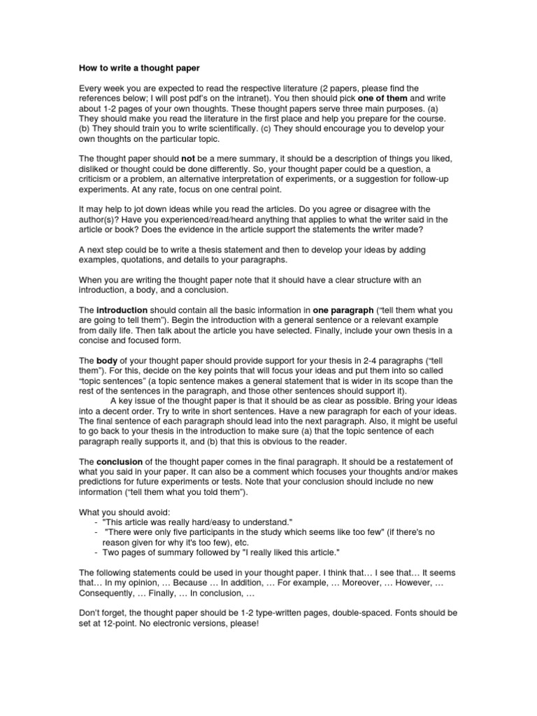 Writing a Thought Paper Guide | PDF | Ellipsis | Argument