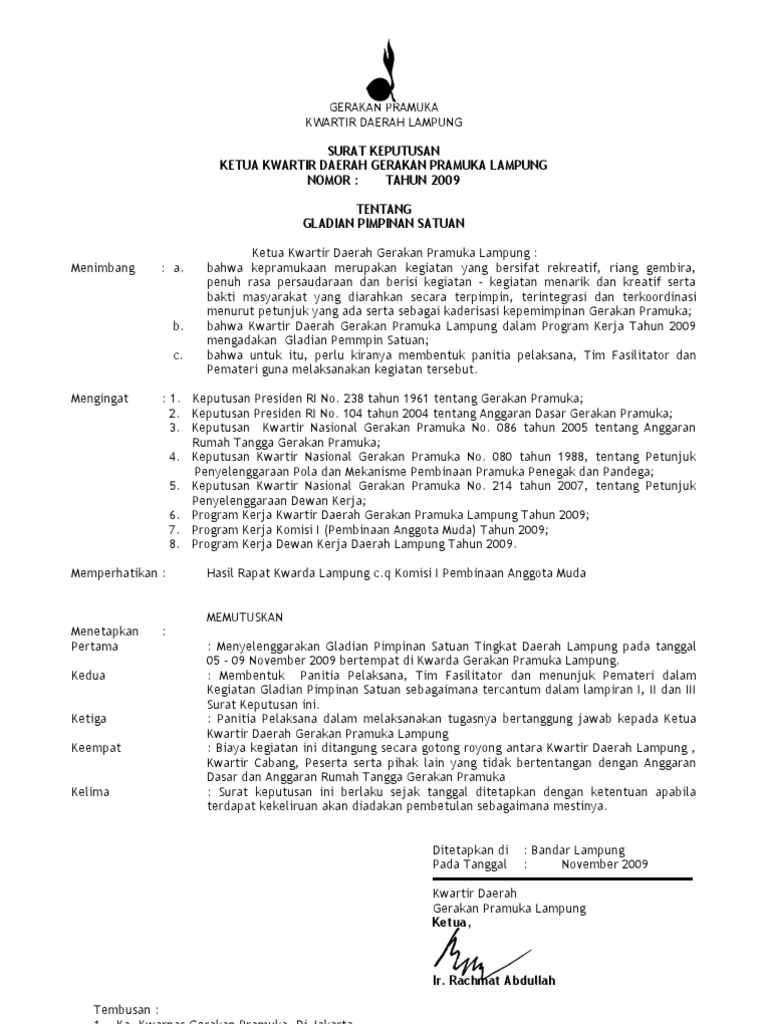 Contoh Sk Panitia Kegiatan Pramuka Penegak - IMAGESEE