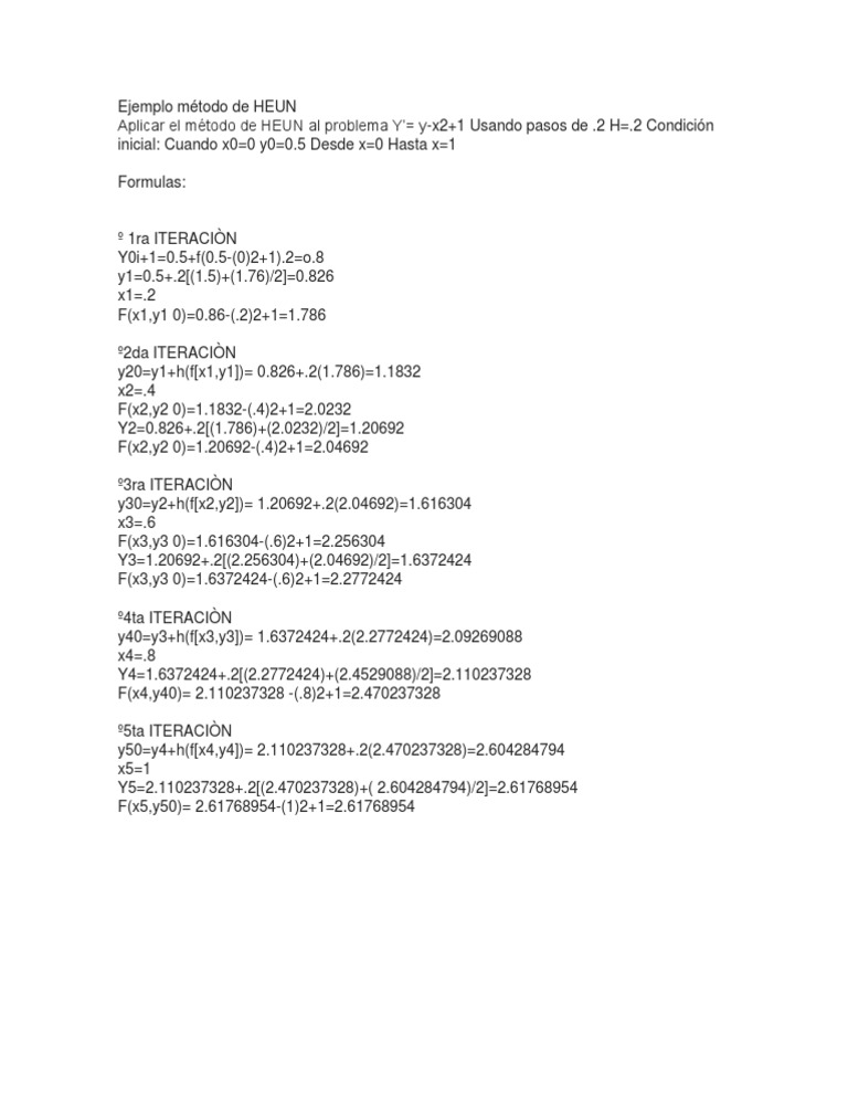 Aplicación del Método de Heun | PDF