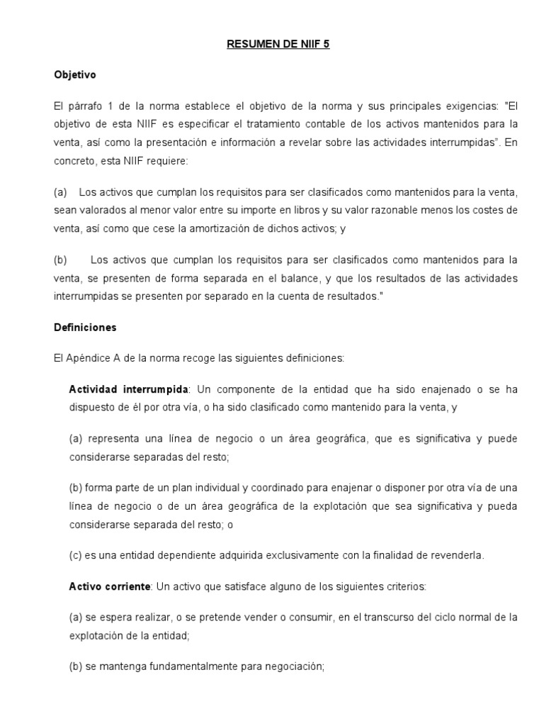 Resumen de Niif 5 Nic-16!36!40 | PDF | Depreciación | Beneficio (economía)
