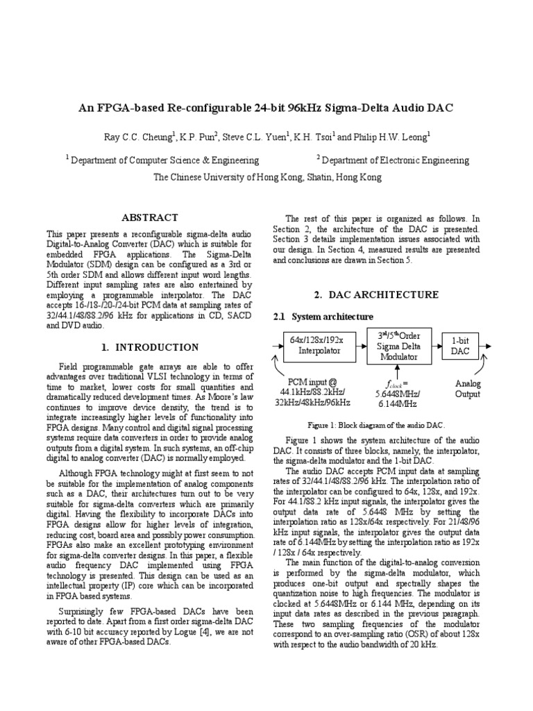 Dac fpt03 | PDF | Digital To Analog Converter | Field Programmable Gate ...