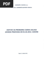 ZET Zahtjev Za Promjenu Cijena Usluga Javnog Prijevoza Od 01 02 2012