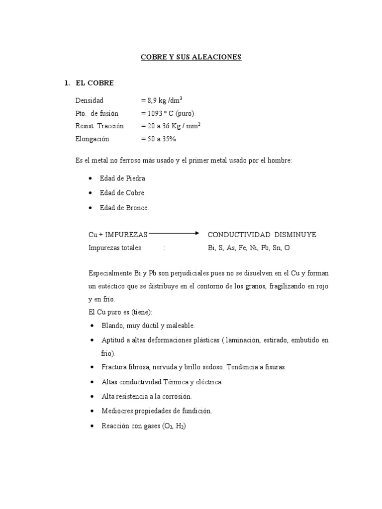 Cobre y Sus Aleaciones | PDF | Cobre | Latón