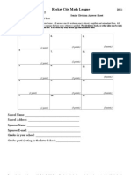 Rocket City Math League: 2011-2012 Senior Division Answer Sheet Inter-School Test