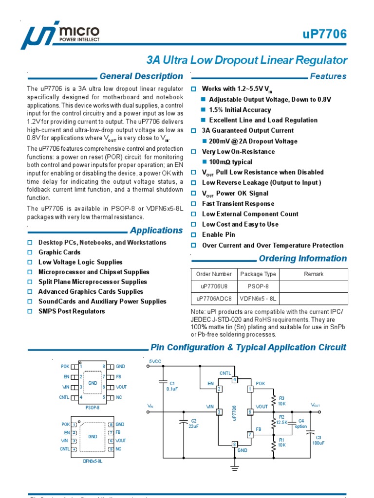 Up7706 Datasheet | PDF | Capacitor | Mosfet