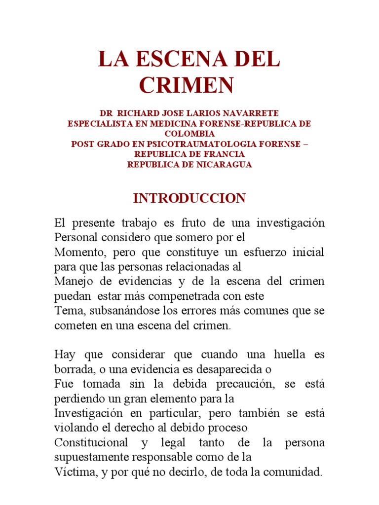 La Escena Del Crimen | PDF | Ciencias sociales | Novela negra ...
