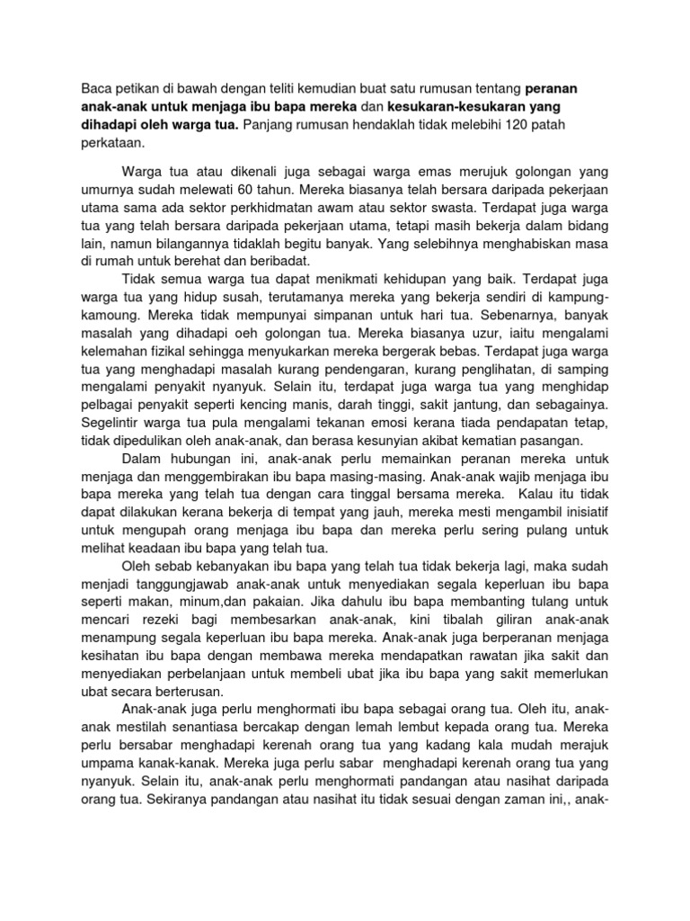 Keburukan Menghantar Ibu Bapa Ke Rumah Orang Tua