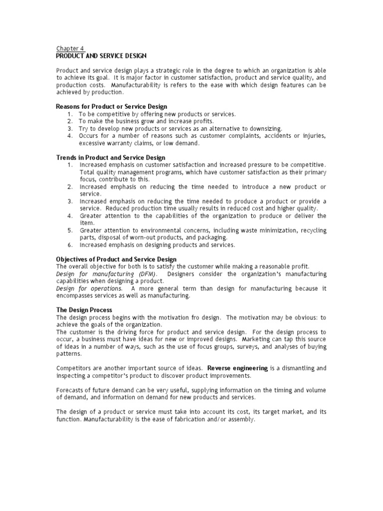 Product & Service Design Strategies for Competitiveness | PDF | New ...