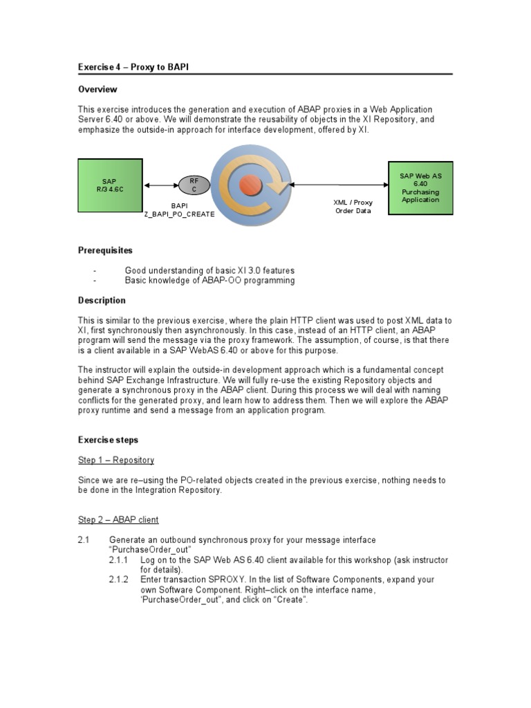SAP XI 3.0 Ex4 - Abap Proxy To RFC | PDF | Proxy Server | Object ...