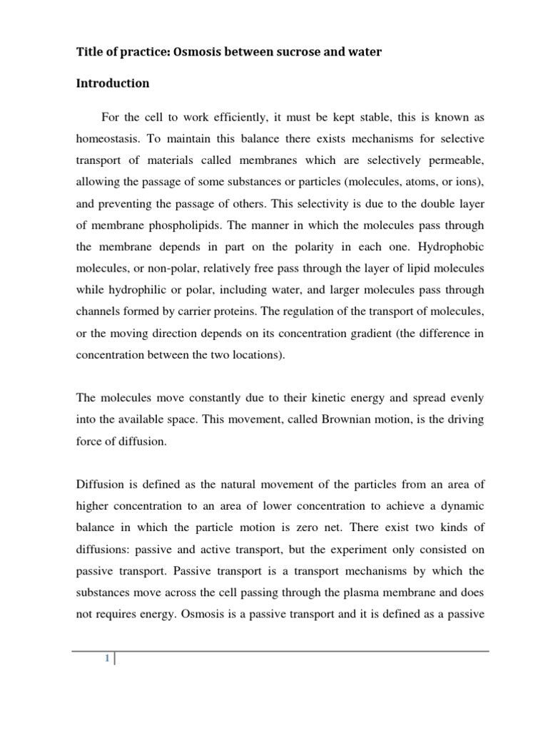 Lab Report Osmosis Final PDF Osmosis Cell Membrane
