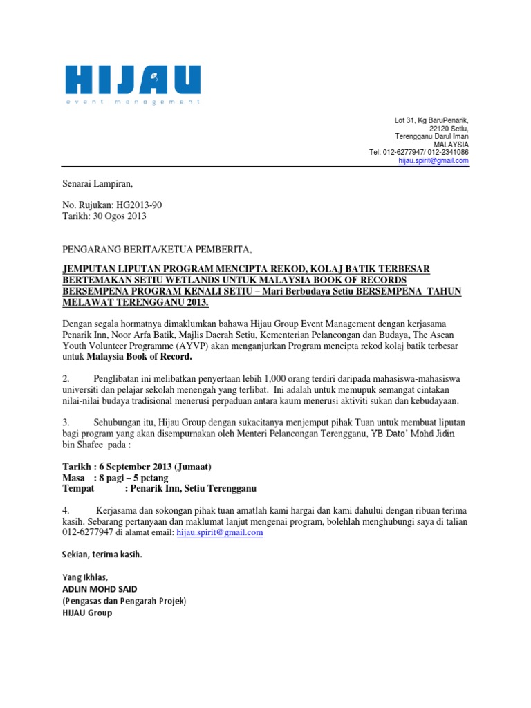 Contoh Surat Media Invitation Pdf