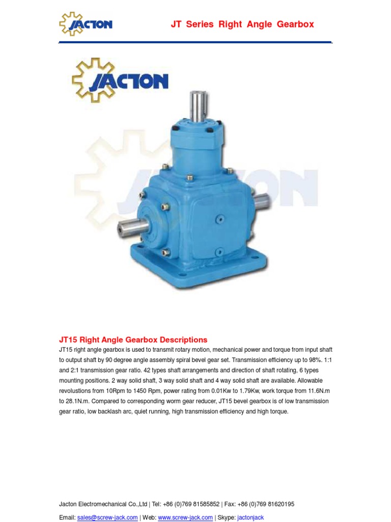 JT15 Right Angle Gearbox,Direction Change Gearbox, Gearbox Input and