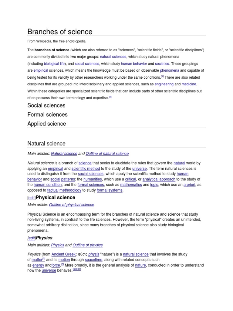 Branches of Science | PDF | Chemistry | Natural Sciences