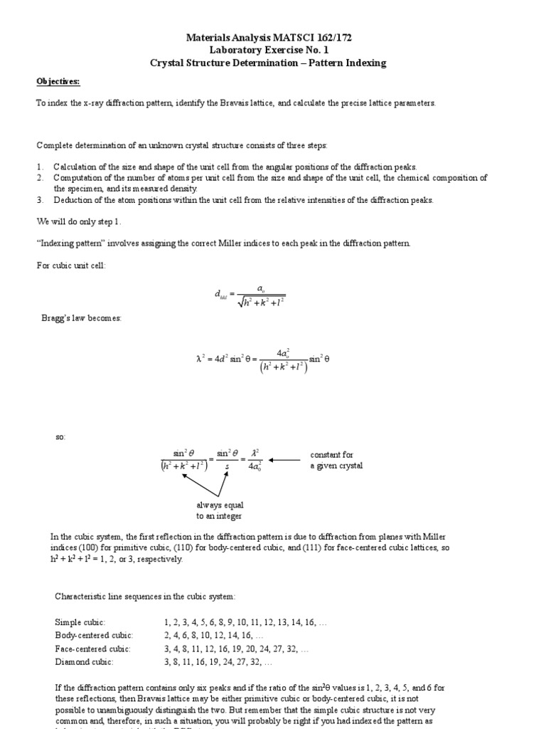Crystal Structure Indexing with Cohen Method | PDF | Crystal Structure ...