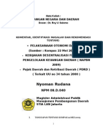 Desentralisasi Fiskal dan PDRD ( Pajak Daerah dan Retribusi Daerah)  pada Era Otonomi 2009 -Words 2003