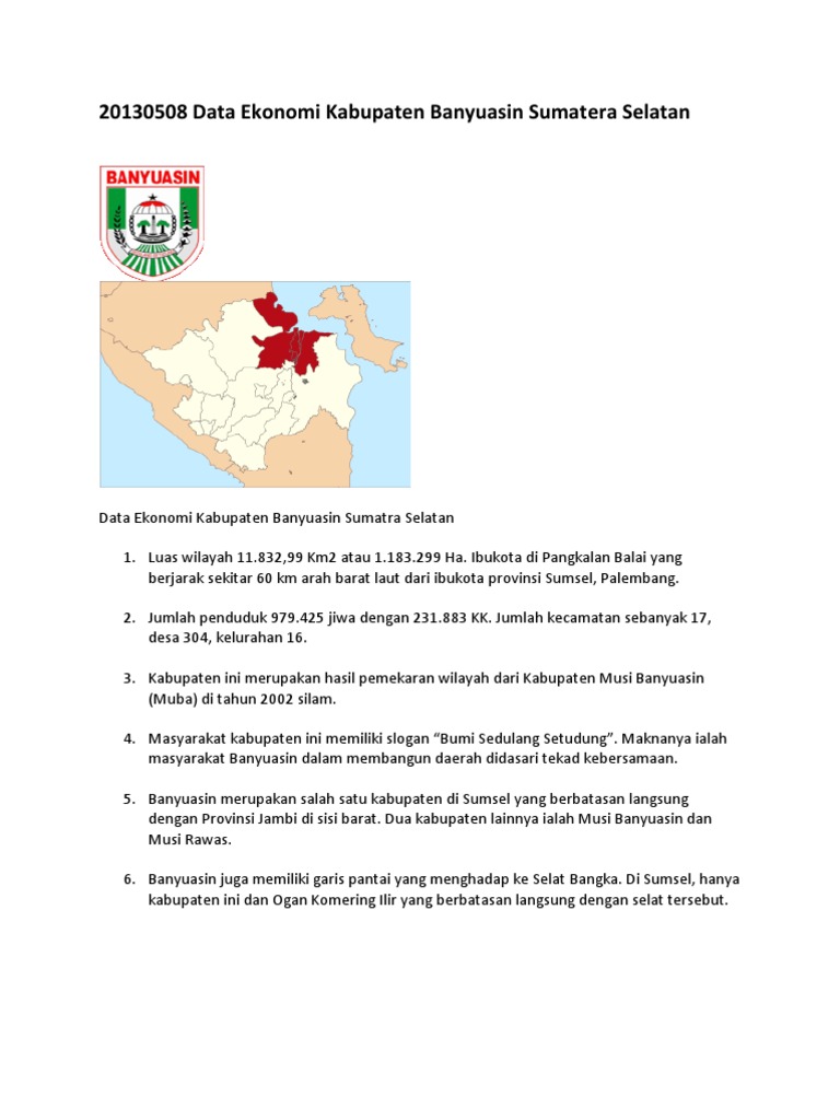 20130508 Data Ekonomi Kabupaten Banyuasin Sumatra Selatan