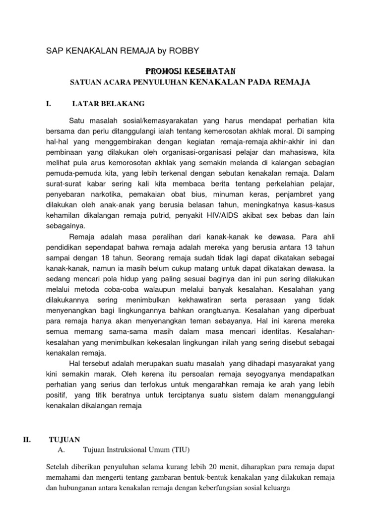 Sap Kenakalan Remaja