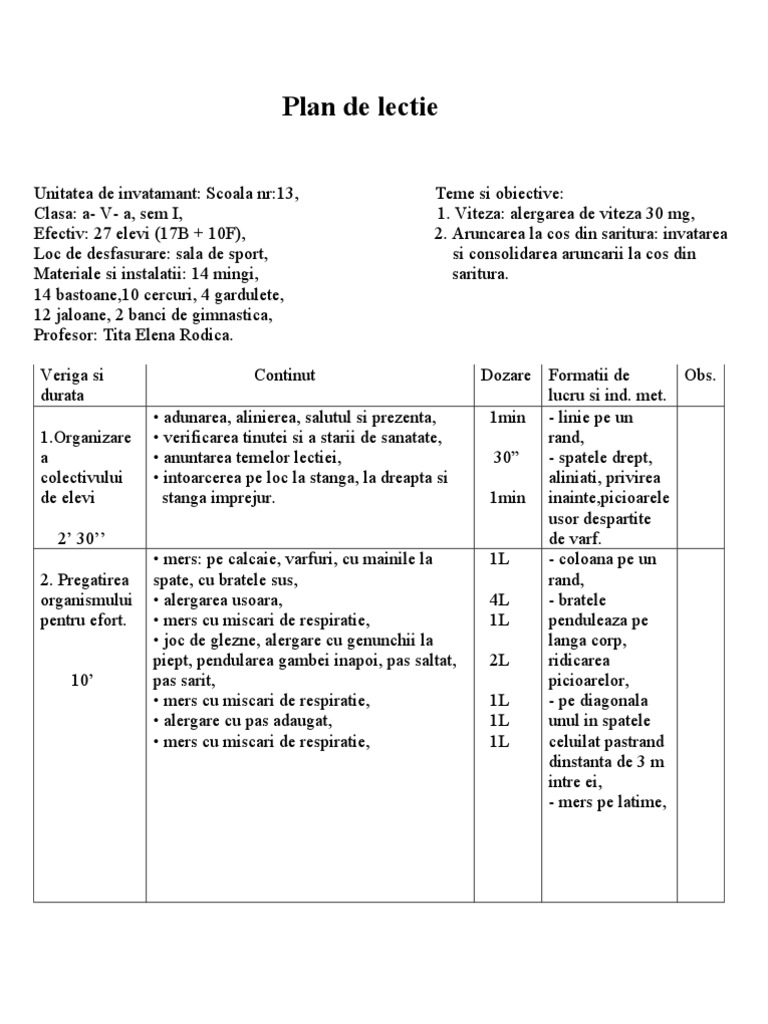 Plan de Lectie | PDF
