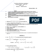 Kendriya Vidyalaya Jagdalpur Sample Paper - 2012-13 Class - XI Subject - Mathematics