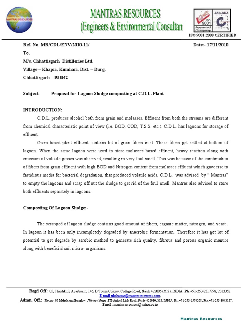 Composting Proposal for CDL Plant | PDF | Compost | Anaerobic Digestion