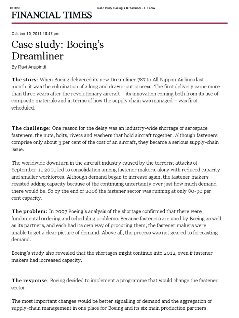 Boeing 787 dreamliner case study answers image