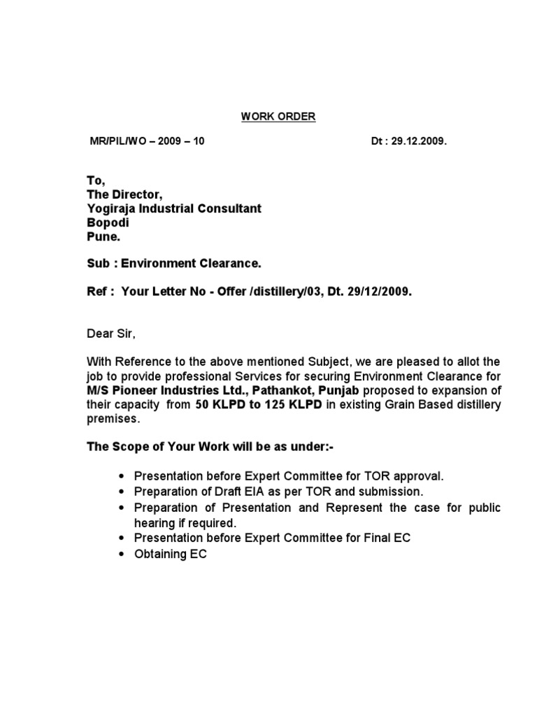 Environment Clearance Work Order | PDF | Business | Technology ...