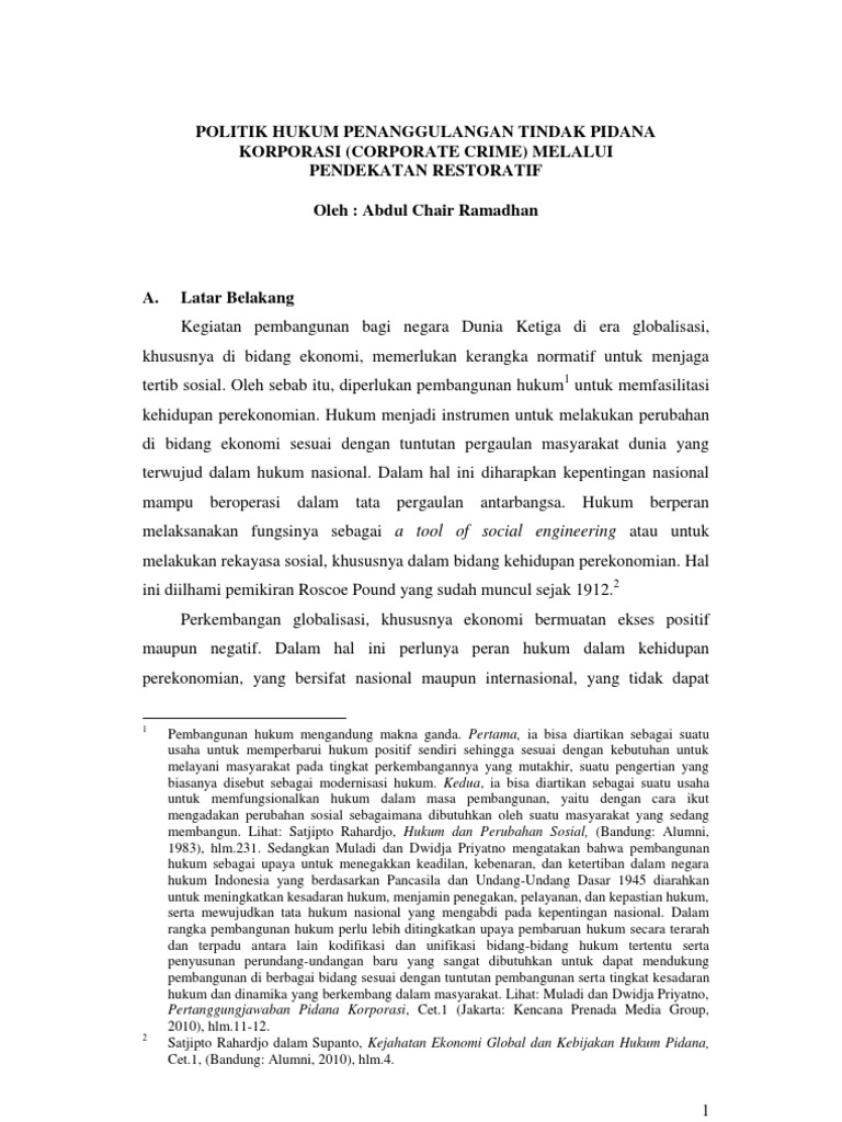 Tindak Pidana Ekonomi Tugas Acr Prof Hartiwi