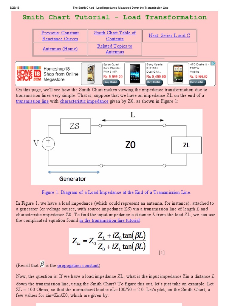 Smith Chart Load Impedance Analysis Pdf Transmission Line 