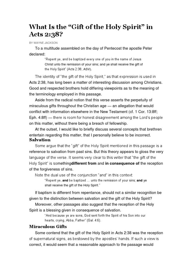 What Is The Gift of The Holy Spirit | PDF | Baptism | Acts Of The Apostles