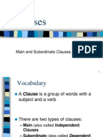 Clauses: Main and Subordinate Clauses