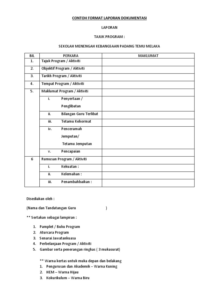 Contoh Format Laporan Dokumentasi Pdf