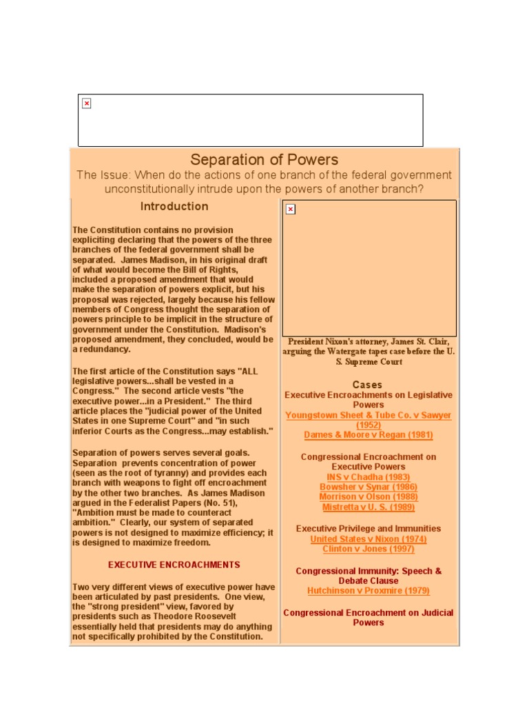 separation of powers under the united states constitution | United ...