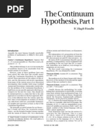 The Continuum Hypothesis Part I