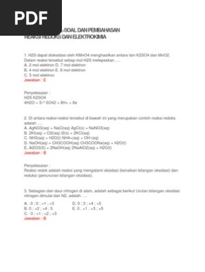 Kumpulan Soal Redoks Dan Elektrokimia Fix