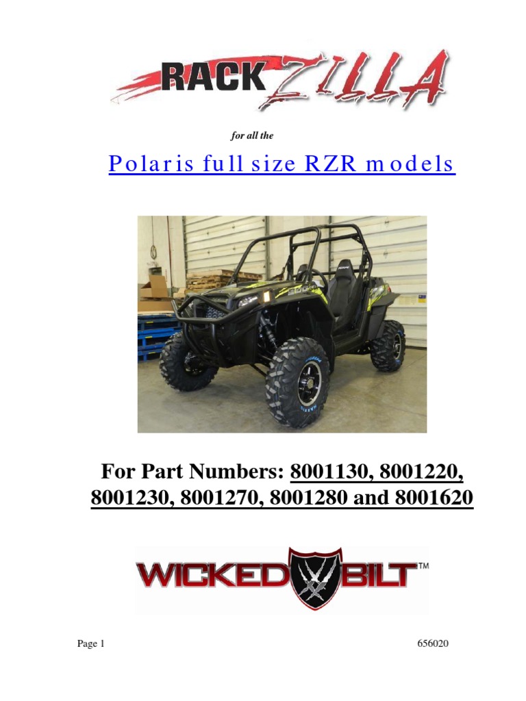 2008 2013 RZR Rackzilla Installation Instructions PDF Nut (Hardware