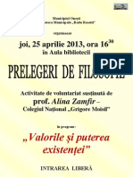 Afis Prelegeri de Filosofie 25apr