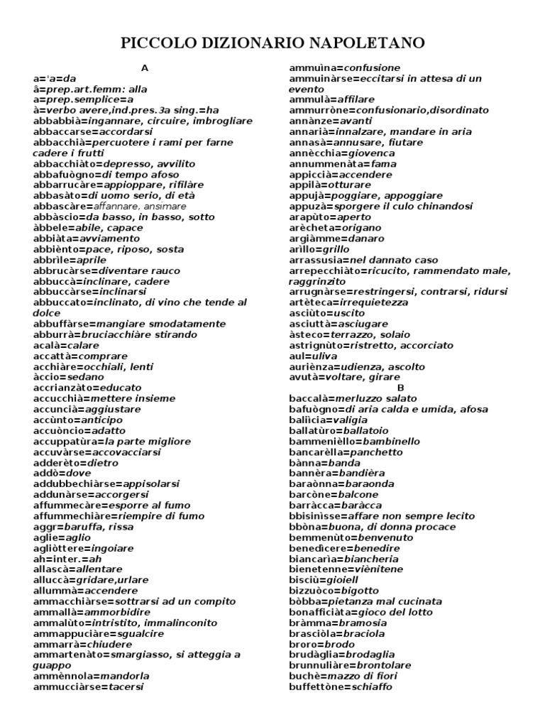 dizionario napoletano pdf
