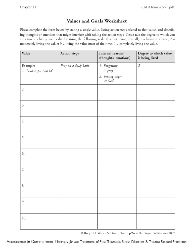Values & Goals Worksheet