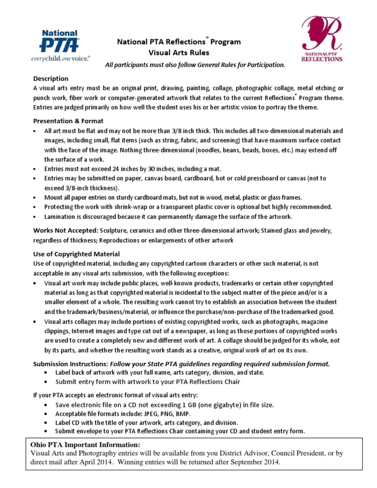 2013 Reflections Visual Arts Rules | PDF | Collage | File Format